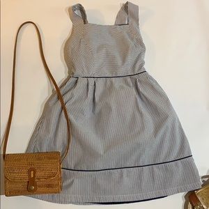 Seersucker navy and white Lands End dress